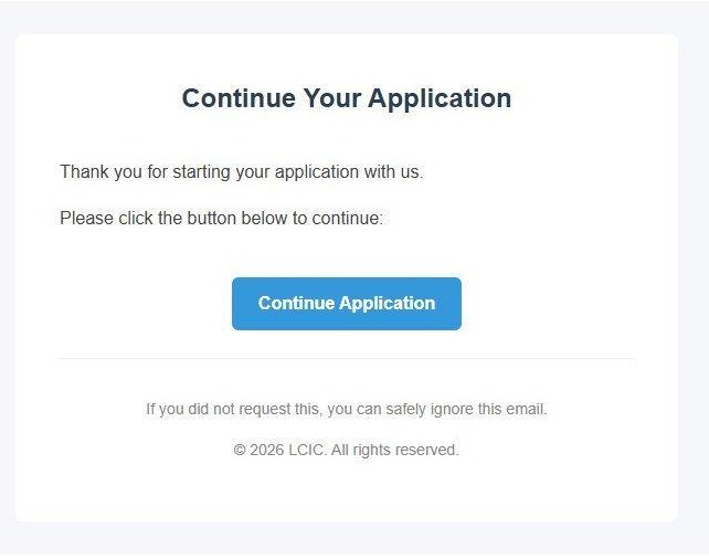Continue Your Application email