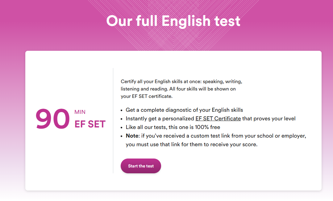 90 MIN EF SET start screen