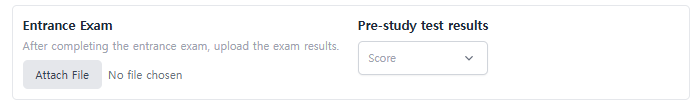 Submission — Entrance Exam / Pre-study test results